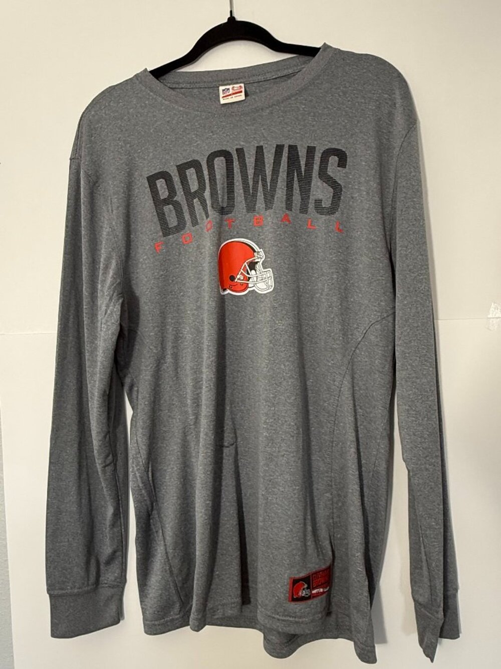 Cleveland Browns NFL Team Apparel T-Shirt Mens Gray Long Sleeve NWT Football